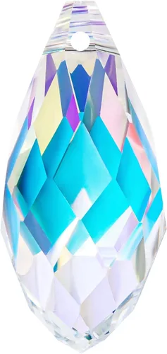 Novborcz 50 cuentas de cristal de lágrima AB de 0.39 x 0.78 pulgadas (0.394 x 0.787 in), cuentas de vidrio facetadas Briolette, fabricación de