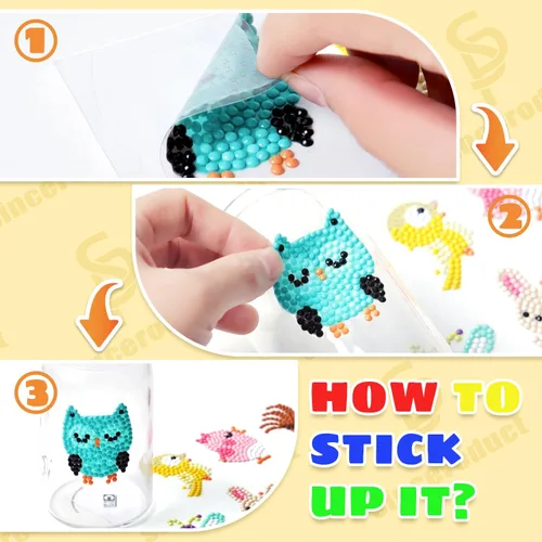 Miniatura 4 de Sinceroduct - Juego de 64 pegatinas de pintura de diamante 5D para niños y adultos, principiantes, pintura con diamantes por números, animales más