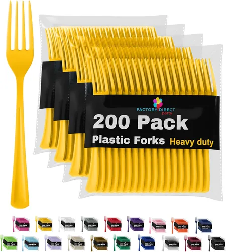 Miniatura 17 de Party Solids Tenedores de plástico rosa, 200 piezas, tenedores rosa, utensilios desechables, juego de cubiertos de plástico resistente