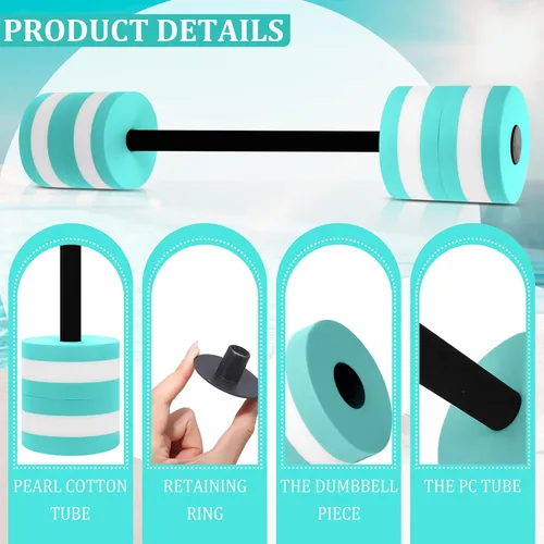 Miniatura 3 de Shappy 4 Pcs Water Weight Aquatic Exercise Dumbbells for Pool Macaron Color EVA Foam Dumbbells Set Aerobics Equipment Aquatic Exercise Barbells Hand
