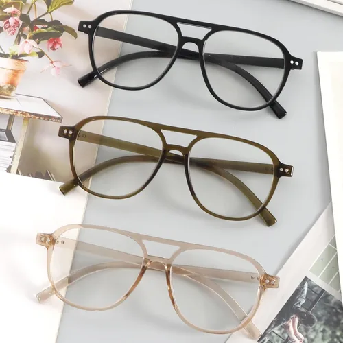 Miniatura 7 de MMOWW - Paquete de 3 anteojos de lectura de aviación de gran tamaño para mujeres y hombres, estilo piloto con doble puente, elegantes, con bloqueo