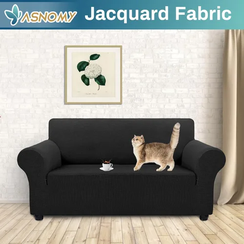 Miniatura 2 de Asnomy Fundas de sofá para sofá de 2 cojines, fundas elásticas para sofá biplaza, protector de mascotas, fundas de muebles para perros y gatos, tela