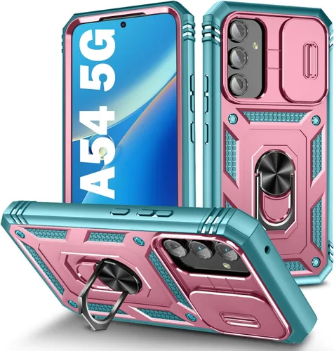 Miniatura 97 de PASNEW Funda para Samsung Galaxy A54, Soporte Metálico y Cubierta Deslizante para Cámara, Militar Multicapa Resistente de Cuerpo Completo a Prueba