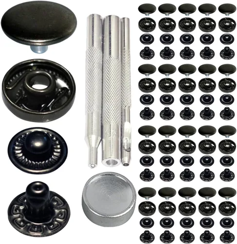 Miniatura 5 de Megoto - 60 juegos de broches de presión de 12,5 mm y 633 # de acero inoxidable, botones de tapa para bolsas, abrigos, ropa marina, chaquetas