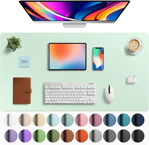 Miniatura 188 de Aothia - Protector de escritorio de cuero sintético, base para mouse, superficie antideslizante e impermeable para escribir y para laptop