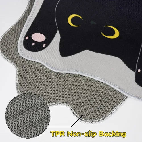 Miniatura 6 de Tapete para gatos, bonita alfombra larga antideslizante para sofá, alfombras estiradas para dormitorio, entrada, sala de estar, cocina, color negro