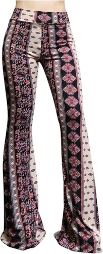 Miniatura 51 de ShopMyTrend - Pantalones de yoga largos con piernas anchas y acampanadas estilo palazzo, con cintura alta, para mujer