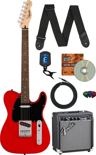 Miniatura 16 de Fender Squier Sonic Telecaster - Paquete California Blue con afinador, correa, púas y DVD de guitarra Austin Bazaar Azul (California Blue)