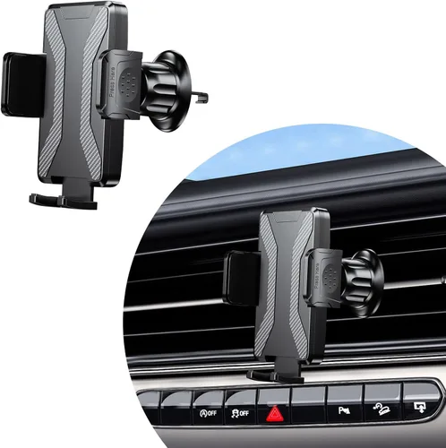Miniatura 8 de KVAEY Soporte de teléfono para automóvil, duradero y antideslizante con gancho de metal, ajuste de elasticidad de rotación de 360°, soporte Negro
