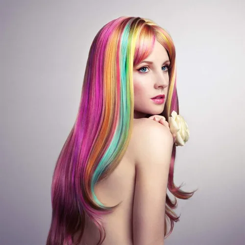 Miniatura 8 de 12 extensiones de cabello con pinza de colores de 20 pulgadas arcoíris largas y lacias de BEAHOT, piezas de cabello sintético para clip, disfraz
