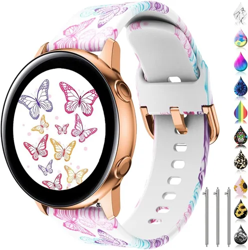 Miniatura 15 de Correas florales compatibles con Samsung Active 2, Watch Band de 1.575 pulgadas/1.732 pulgadas, Active Watch Band 1.575 pulgadas, correa de silicona