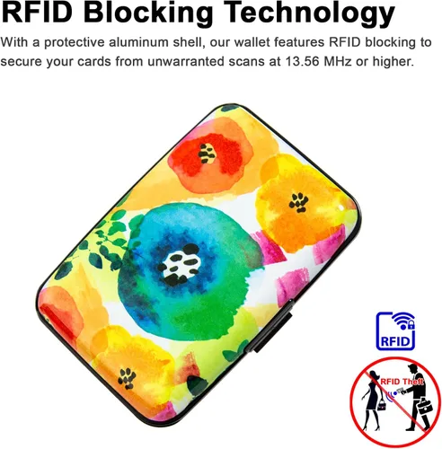 Miniatura 3 de Porta tarjetas de crédito pequeño con bloqueo RFID, cartera metálica delgada, mini, de aluminio, funda dura para mujeres y hombres
