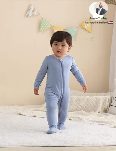 Miniatura 4 de Jimonda Pijama de bambú, pies de una pieza unisex para bebé, cierre de cremallera de 2 vías..