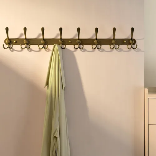 Miniatura 2 de Dseap - Perchero para pared, 5 ganchos triples, resistente, acero inoxidable, riel de gancho de metal para abrigos, sombreros, toallas, bolsos