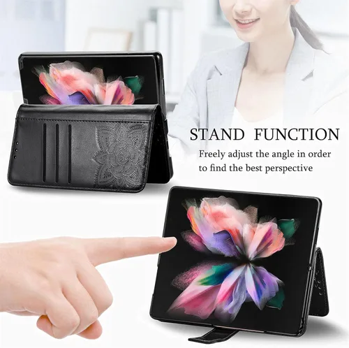 Miniatura 5 de Wallet Case for Samsung Galaxy Z Fold 5 Case Crystal Glitter Bling with Card Holder Stand Leather Flip Phone Case Diamond Butterfly Protective Case