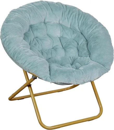 Miniatura 12 de Flash Furniture Gwen - Silla plegable de gran tamaño con otomana, silla lunar de piel sintética, marco de acero duradero, para dormitorio