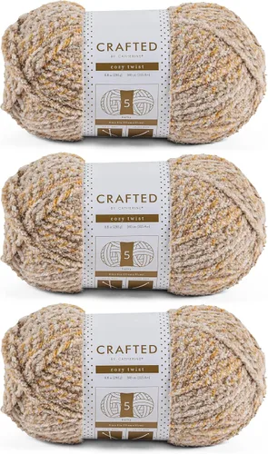 Miniatura 8 de Crafted By Catherine Cozy Twist Yarn - Paquete de 2 (345 yardas cada madeja), beige multicolor, calibre 5 voluminoso