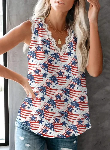 Miniatura 70 de VIISHOW - Camiseta sin mangas, sexy, con cuello en V y bordes de encaje para mujer, camisola de vestir, camisas de gasa, sin mangas, casuales