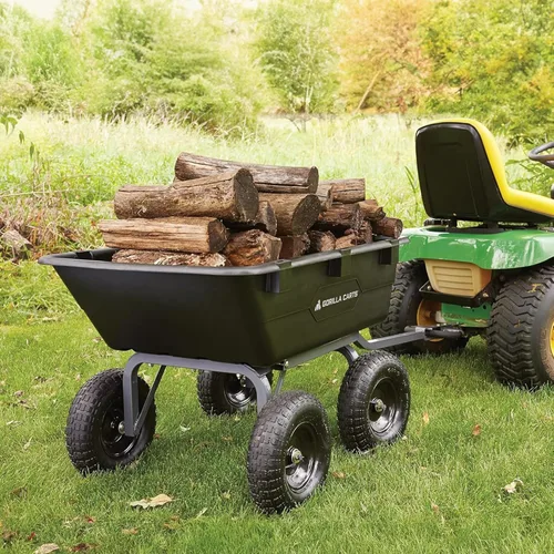 Miniatura 9 de Gorilla Carts Carro Volquete de Patio de Polietileno Resistente, Tina de 6 Pies Cúbicos, Capacidad de Transporte de 1200 Libras, Color Negro – Carro