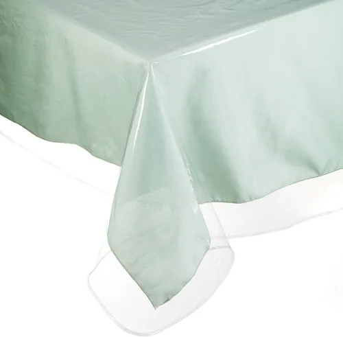Miniatura 2 de Yourtablecloth Mantel de vinilo transparente resistente de 6 mil (54 x 70 pulgadas, oblongo), fácil de limpiar y altamente duradero, viene en borde