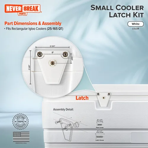 Miniatura 4 de NeverBreak Parts - Paquete de 2 cierres de repuesto para enfriador Igloo Las piezas de repuesto para refrigerador Igloo incluyen postes y Blanco