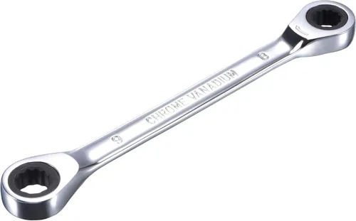 uxcell Llave de trinquete de extremo de caja doble (0.315 in x 0.354 in) métrica 72 dientes 12 puntas llave de trinquete herramientas, CR-V