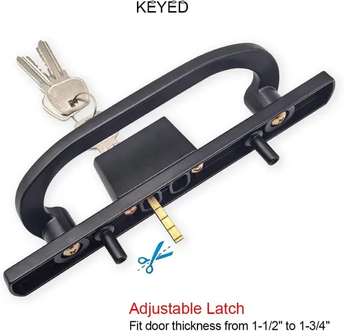 Miniatura 5 de ALLYWASAI Juego de manijas para puerta corredera de patio con cerradura de mortaja, cilindro de llave y pasador, juego de cerradura de manija