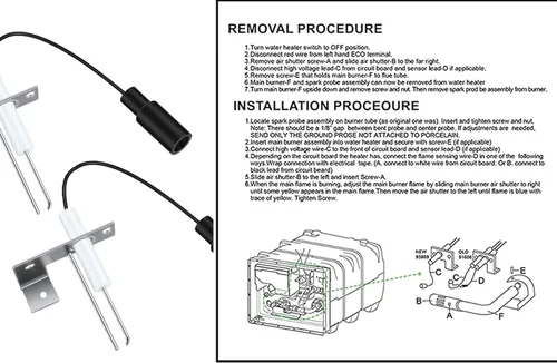 Miniatura 6 de 93868 Electrodo de encendido para calentador de agua con sonda de chispa, piezas de repuesto para calentador de agua RV, sonda de chispa de sensor