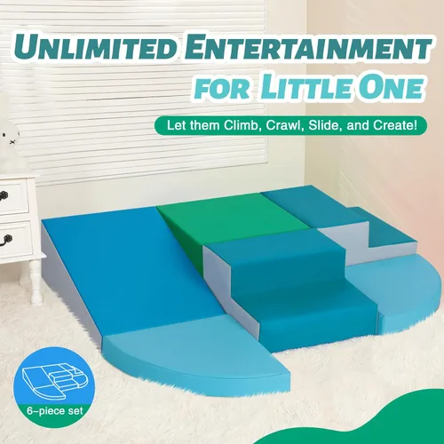 Miniatura 8 de TODIBY Juguetes de Escalada para Niños Pequeños de 6 Piezas de Cuero PU Suave, Conjunto de Juego de Actividades de Escalada y Gateo para Interiores