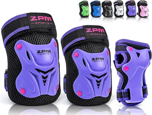 Miniatura 6 de 2PM SPORTS Rodilleras para niños, muñequeras y coderas con bolsa de cordón, juego de equipo de protección para niñas y niños, patinaje sobre ruedas
