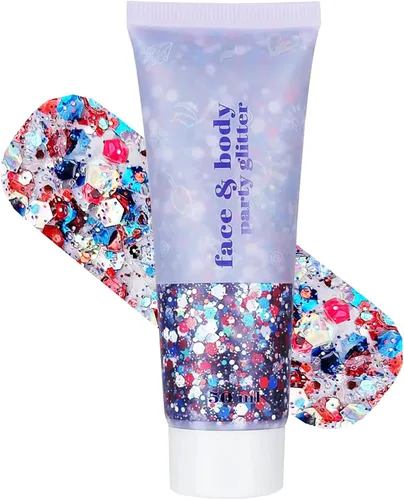 Miniatura 10 de Gel con purpurina azul para rostro y cuerpo, lentejuelas de sirena, labios, uñas, accesorios para festivales, rave, purpurina líquida holográfica