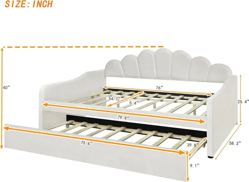 Miniatura 2 de Bellemave Cama nido de tamaño completo con cama corrediza, sofá cama, cama nido con cama corrediza para adultos, niños, niñas, adolescentes, cama