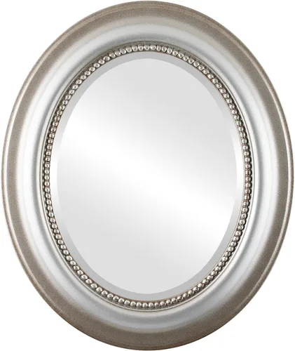 Miniatura 23 de OVALCREST Espejo de pared ovalado biselado para decoración del hogar, estilo patrimonial, espray plateado, dimensiones exteriores de 25 x 29 pulgadas