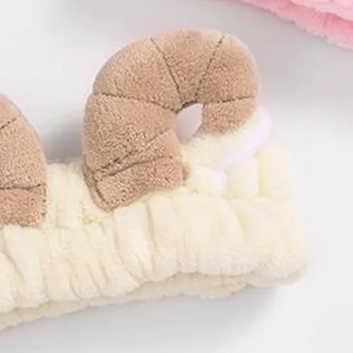 Miniatura 9 de STOBOK Diadema de felpa para el cuidado de la piel con diseño de cuerno de oveja para lavado facial, maquillaje y ducha, accesorio para el cabello