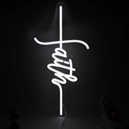 Miniatura 21 de Letrero de neón LED divertido con texto en inglés "Hey You Drop This Brain", luz de neón para hombres, decoración de habitación, oficina, regalos
