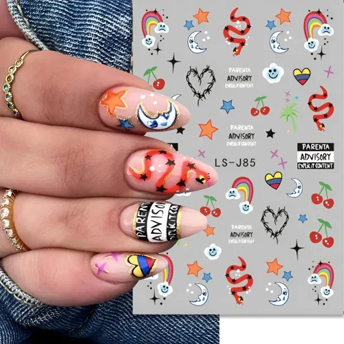 Miniatura 5 de 6 hojas de calcomanías de arte de uñas de Halloween, lindas calcomanías de fantasma, 3D, autoadhesivas, telaraña, murciélago, calabaza, decoración