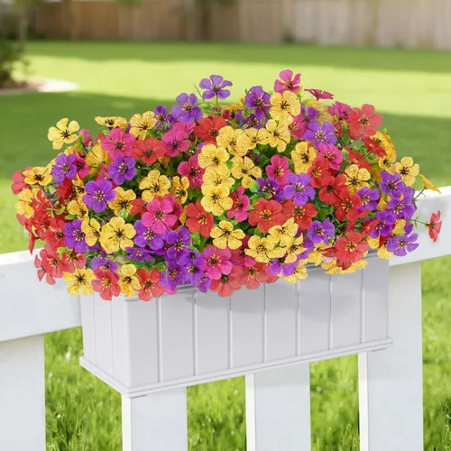 Miniatura 4 de Lifewit Flores artificiales para interiores y exteriores, 12 paquetes de flores falsas de plástico con hojas de eucalipto para decoración del jardín