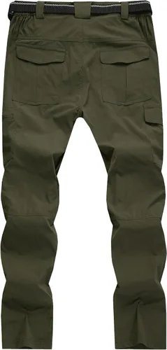 Miniatura 7 de WENRONSTA Pantalones cargo de senderismo para hombre, secado rápido, ligeros, impermeables, 6 bolsillos, para exteriores, pesca, montaña