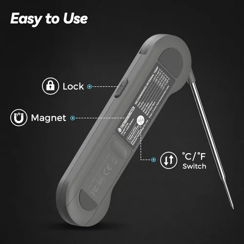 Miniatura 7 de Termómetro digital de lectura instantánea de 0.5 segundos para carne con precisión de ± 0.5 ℉, termómetro de alimentos para cocinar utensilios