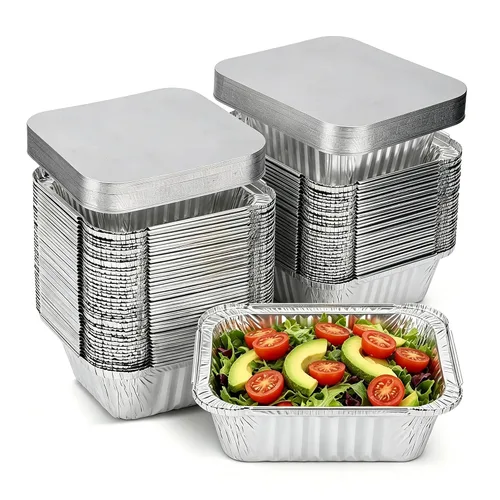 Miniatura 9 de Sartenes de aluminio pequeños de 1 libra con tapas (paquete de 40 – 5 x 4 pulgadas), utensilios de cocina desechables – tapas de cartón
