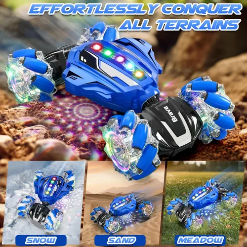 Miniatura 6 de Coche de acrobacias RC con detección de gestos – Juguetes para niños de 6 a 12 años, auto de control remoto controlado a mano 4WD con luz y música