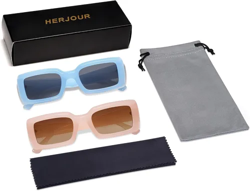 Miniatura 5 de Allarallvr Gafas de sol rectangulares de moda para mujeres y hombres, persianas cuadradas vintage de los años 90, marco grueso, gafas de sol nude