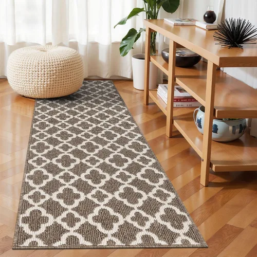 Miniatura 2 de U'Artlines Alfombra Pasillo para Pasillo 2×6 pies Antideslizante Alfombra de Piso de Cocina Corredores Patrón Geométrico Marrón Lavable a Máquina
