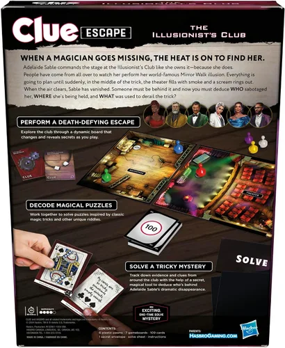 Miniatura 15 de Clue Escape: The Illusionist's Club Juego de mesa Juego familiar de Escape Room Misterio de resolución de 1 vez A partir de 10 años 1-6