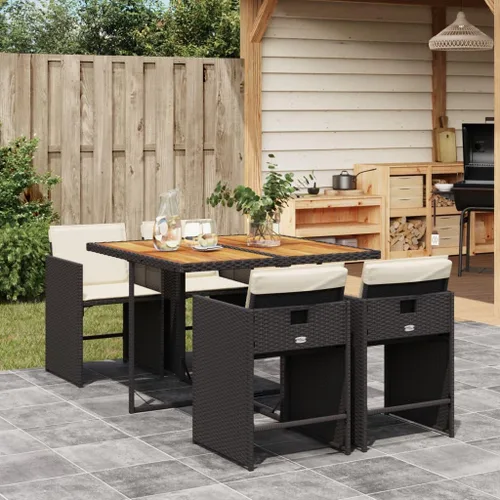 Miniatura 17 de 11-Piece Brown Poly Rattan Patio Dining Set with Cream Cushions Outdoor Furniture Foldable Chairs Tempered Glass Table for Garden Backyard Patio