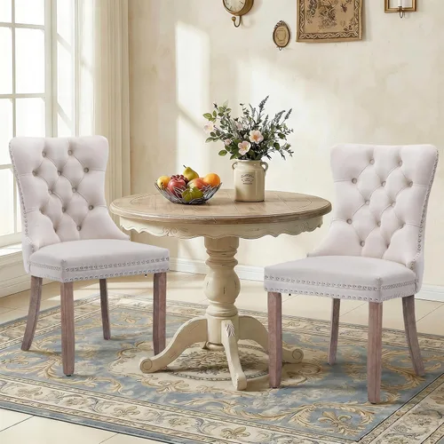 Miniatura 3 de SoarFlash Juego de 4 sillas de comedor de terciopelo, silla lateral de respaldo alto, silla lateral tapizada moderna de alta gama con capitoné