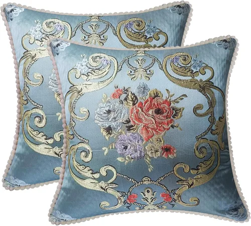 Miniatura 8 de SZHELEJIAM Juego de 2 fundas de almohada con volantes de 12 x 20 pulgadas, fundas de cojín decorativas de felpilla suave jacquard para sofá