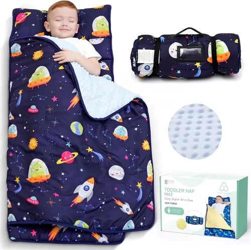 Miniatura 12 de ACRABROS Toddler Nap Mat with Pillow and Blanket, Large Rolled Napping Mats,Slumber Bags for Boys Girls,Kids Sleeping Bag for Daycare, Preschool