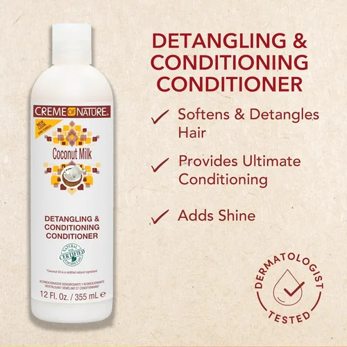 Miniatura 4 de Creme of Nature Acondicionador con leche de coco, fórmula desenredante y acondicionador para cabello normal, 12 onzas líquidas (paquete de 1)
