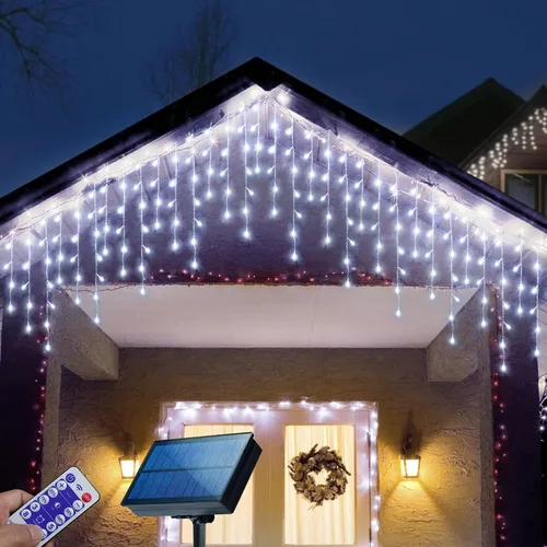 Serie de 304 luces LED impermeables para exteriores para Navidad, bodas y decoración de fiestas - 8 modos, blanco frío